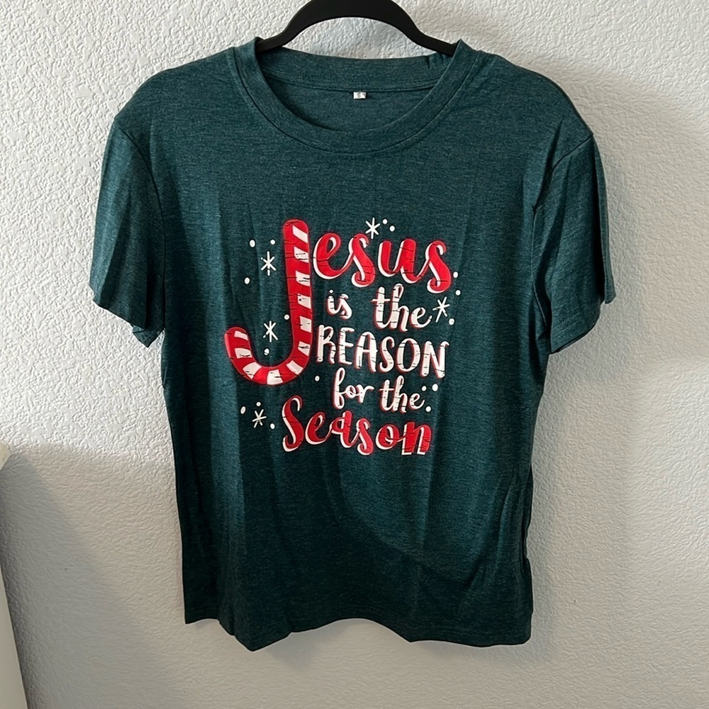 Christmas screen print short sleeve T-shirt